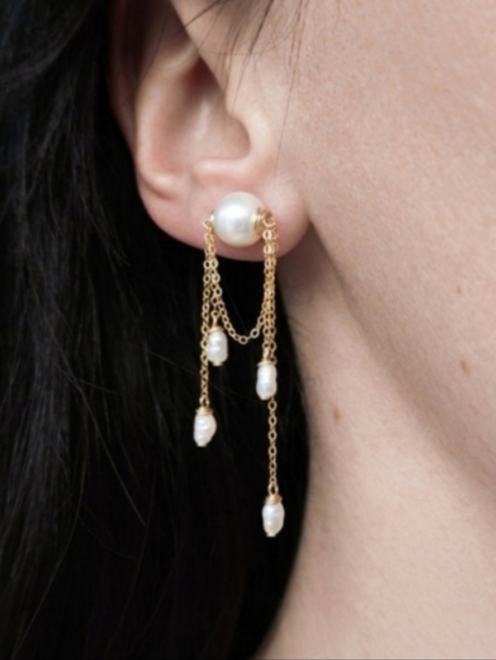 Anthropologie Luna Pearl Earrings Gold